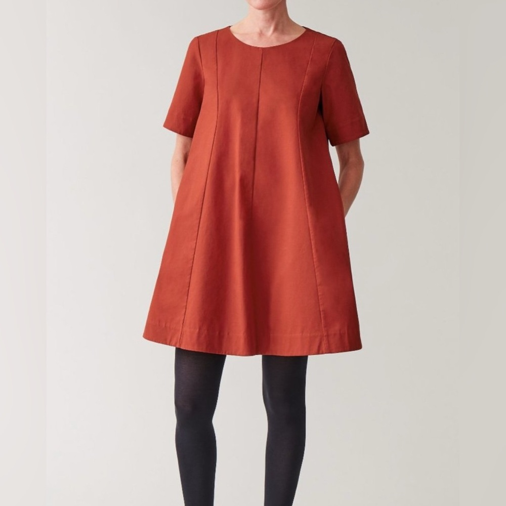 COS Minimal A-line Cotton Dress Sz 12